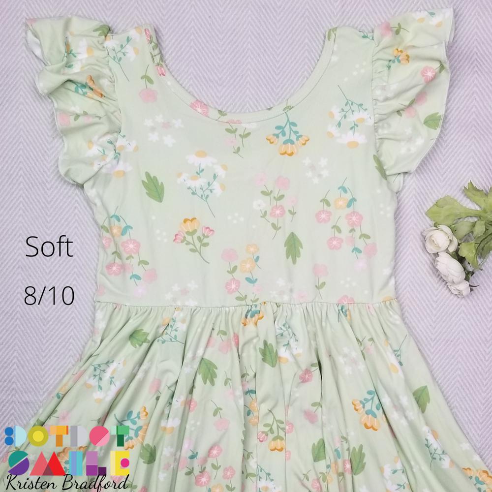 DotDotSmile Pastel Green Floral Empire Dress