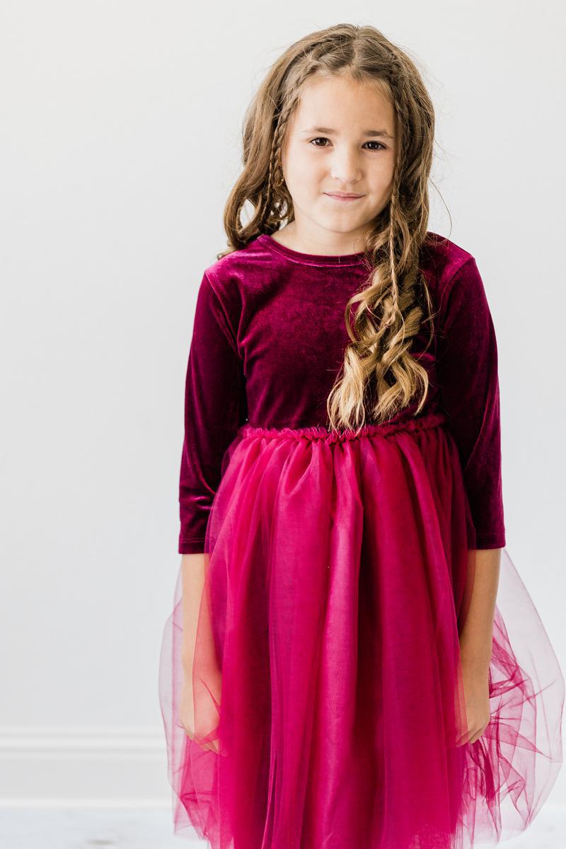 Mila & Rose Cranberry Velvet Tutu Dress