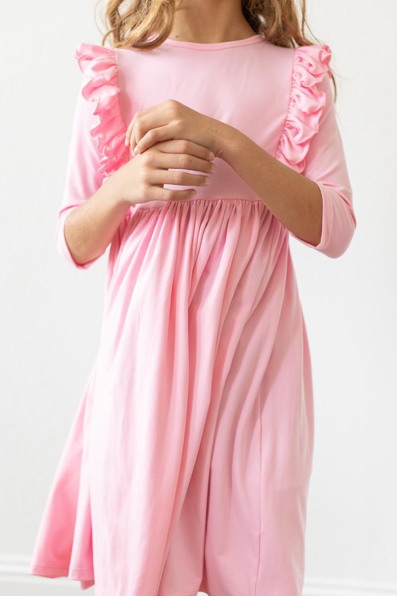 Mila & Rose Bubblegum Pink 3/4 Sleeve Ruffle Dress