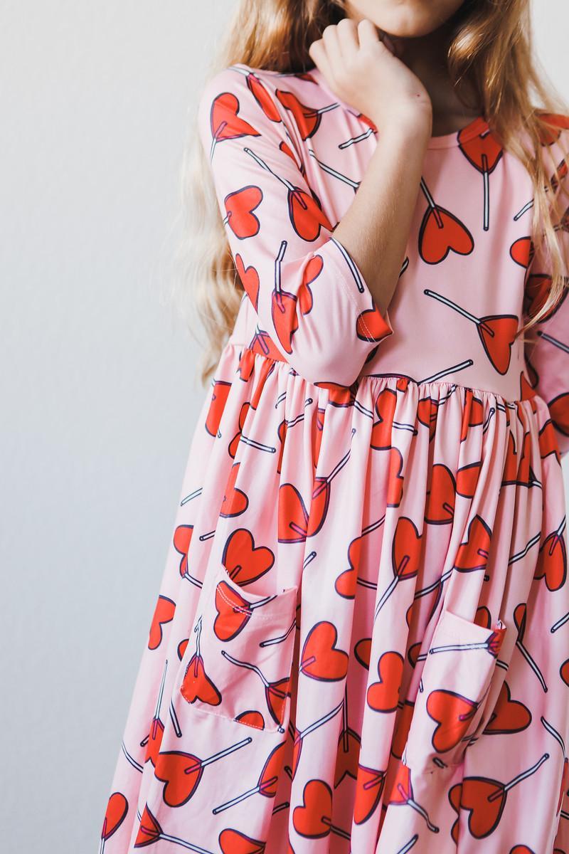 Mila & Rose Sucker for You 3/4 Sleeve Pocket Twirl Dress