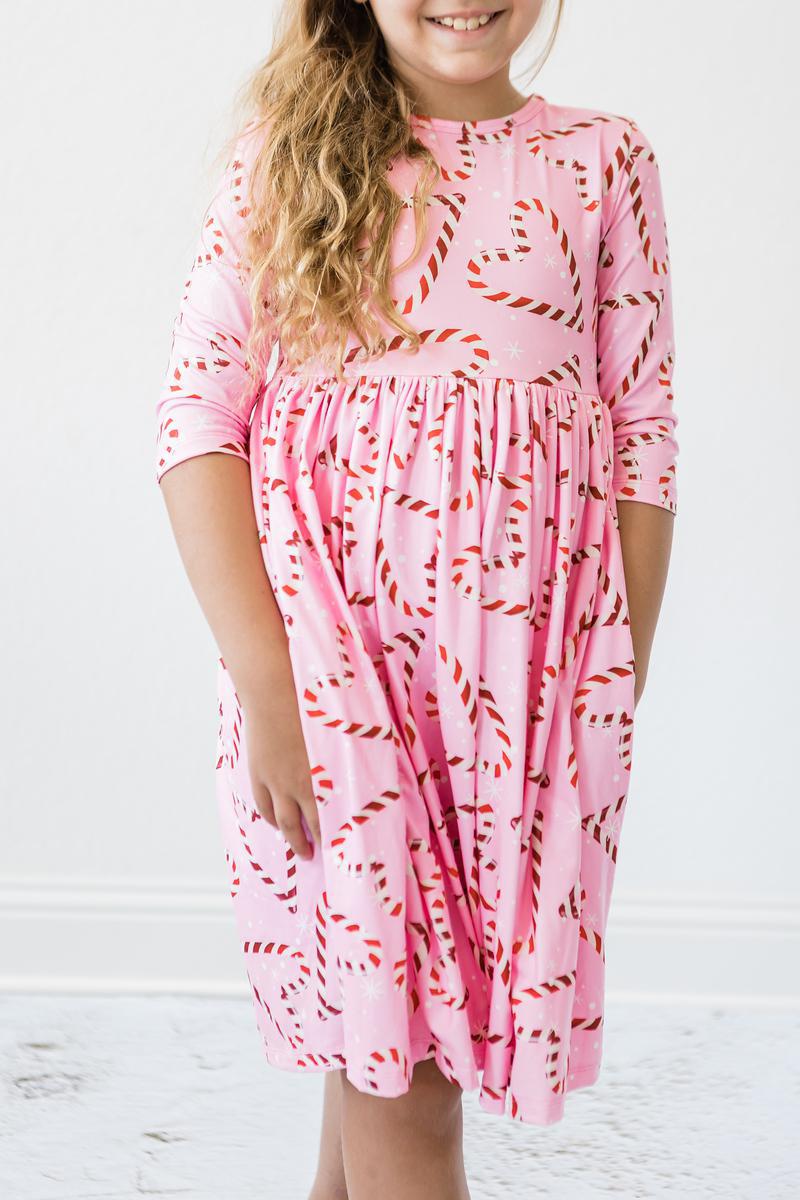 Mila & Rose Candycane Cutie 3/4 Sleeve Twirl Dress