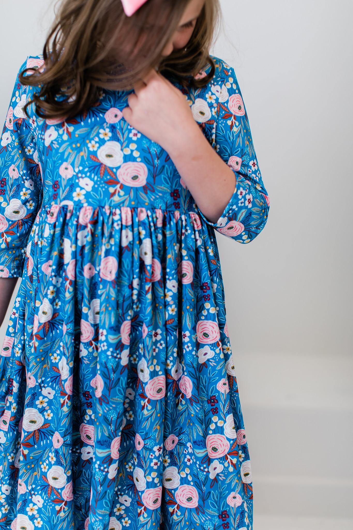 Mila & Rose Don't be Blue 3/4 Sleeve Twirl Dress