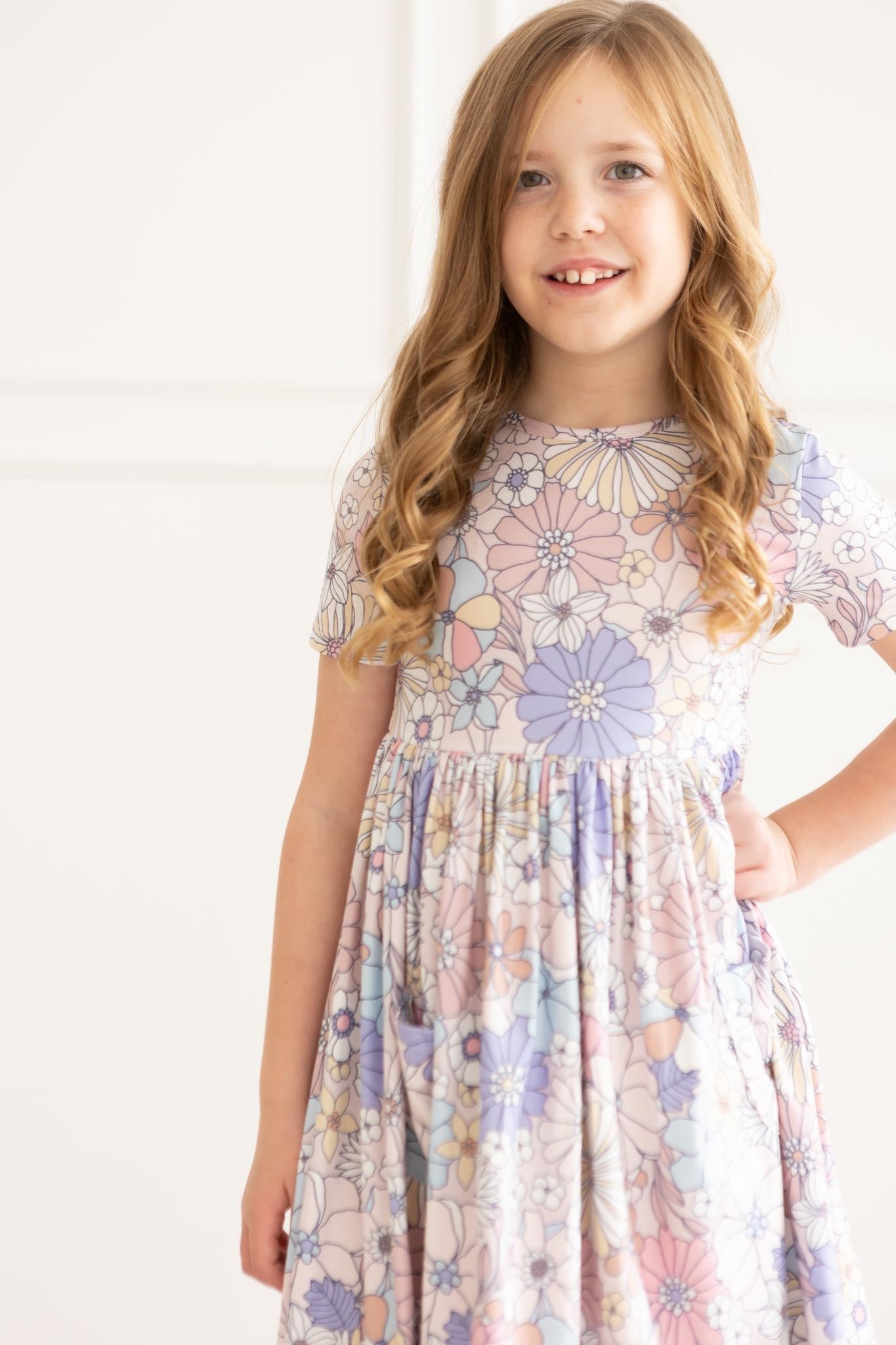 Mila & Rose Sweet Escape Floral Short-Sleeve Pocket Twirl Dress