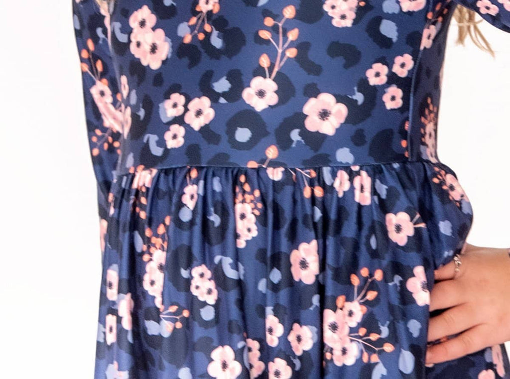 Charlie's Project Cherry Blossom Cloud Soft Long-Sleeve Twirl Dress