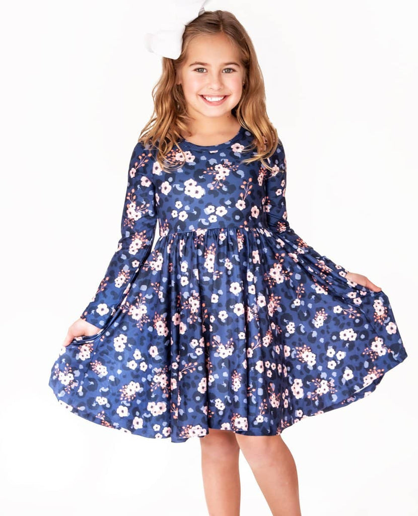 Charlie's Project Cherry Blossom Cloud Soft Long-Sleeve Twirl Dress