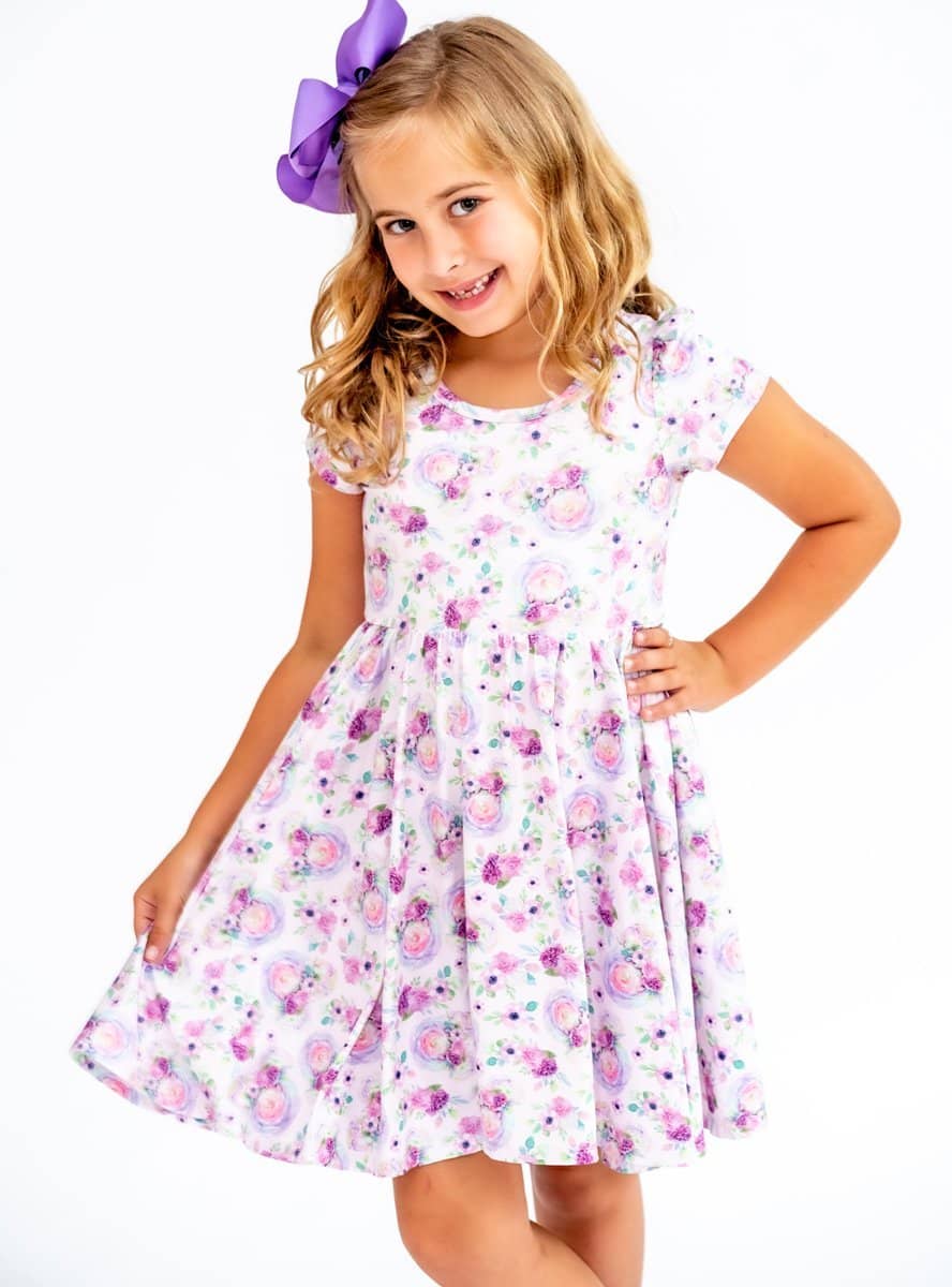 Charlie's Project Flower Garden Short Sleeve Hugs Twirl Dress