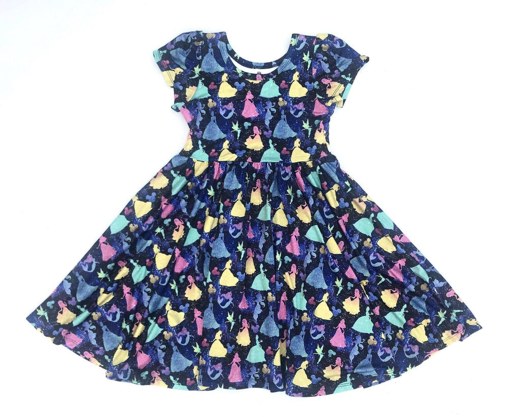 Charlie's Project Glitter Princess Short-Sleeve Hugs Twirl Dress