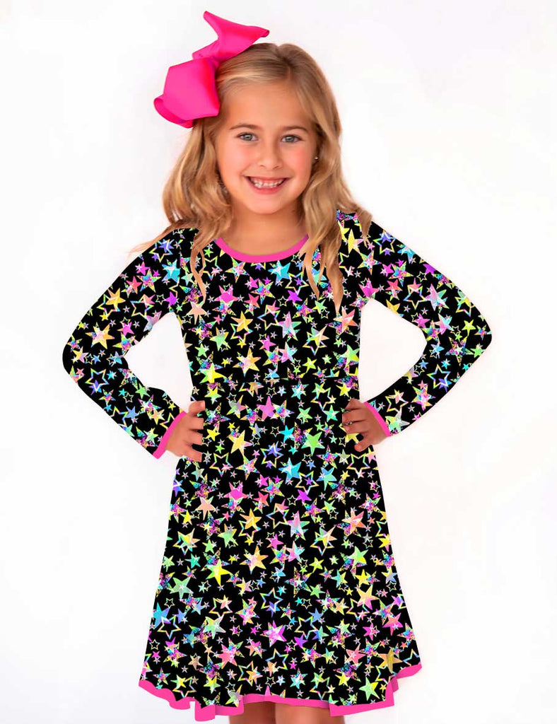 Charlie's Project Material Girl Long-Sleeve Hugs Twirl Dress