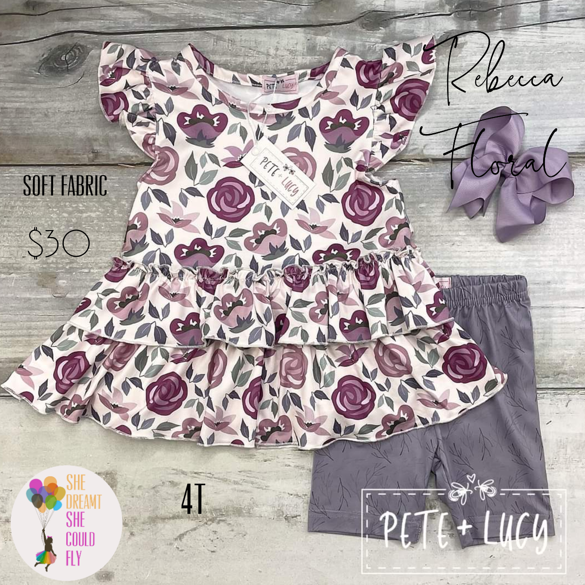 Pete + Lucy Rebecca Floral Shorts Set