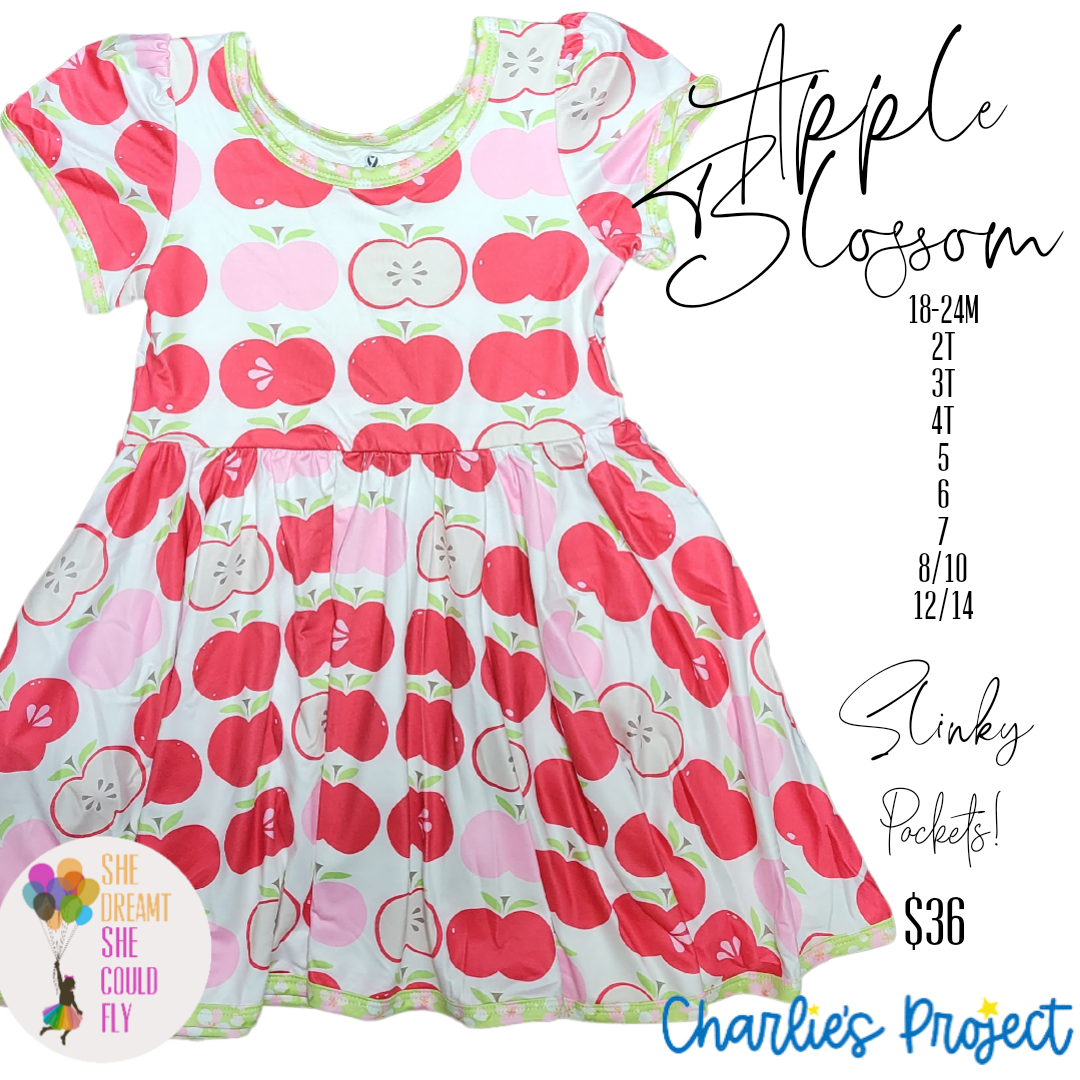 Charlie's Project Apple Blossom Short Sleeve Hugs Twirl Dress