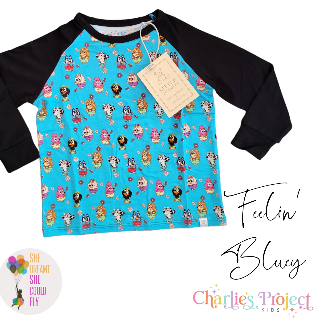 Little Snuggles Feelin' Bluey Baseball Tee