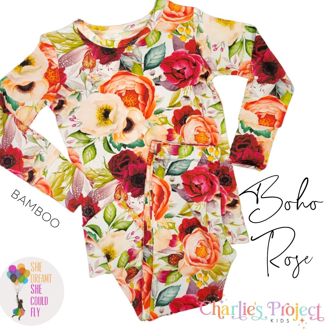 Little Snuggles Boho Rose Bamboo Pajamas