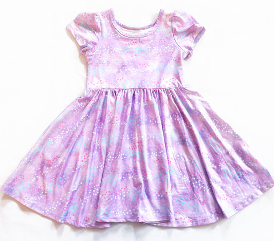 Charlie's Project Lovely Lilac Glitter Short-Sleeve Hugs Twirl Dress