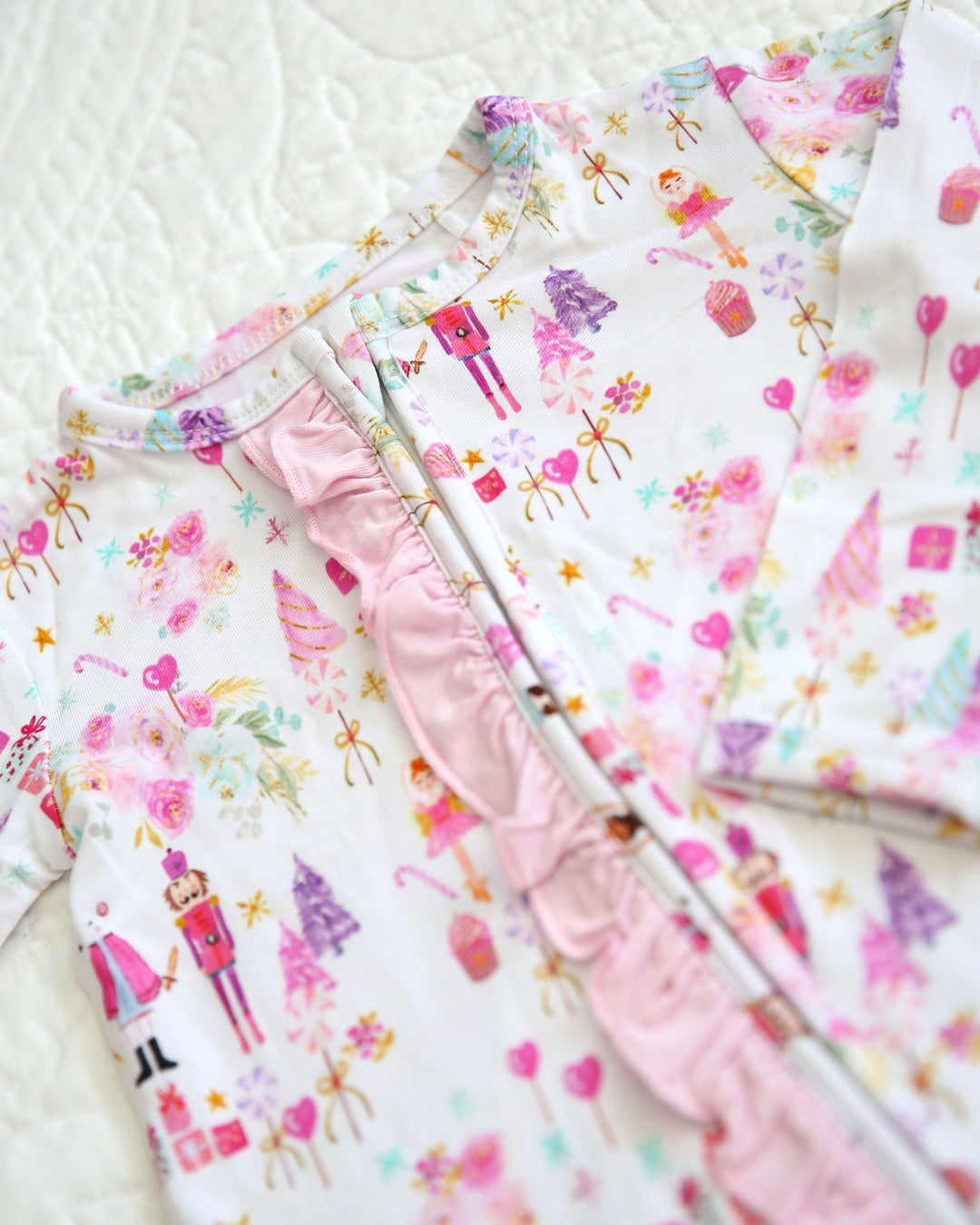 Little Snuggles Sugarplum Fairy Bamboo Ruffle Zippy Baby Romper