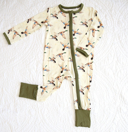 Little Snuggles Mighty Mallards Bamboo Zippy Baby Romper
