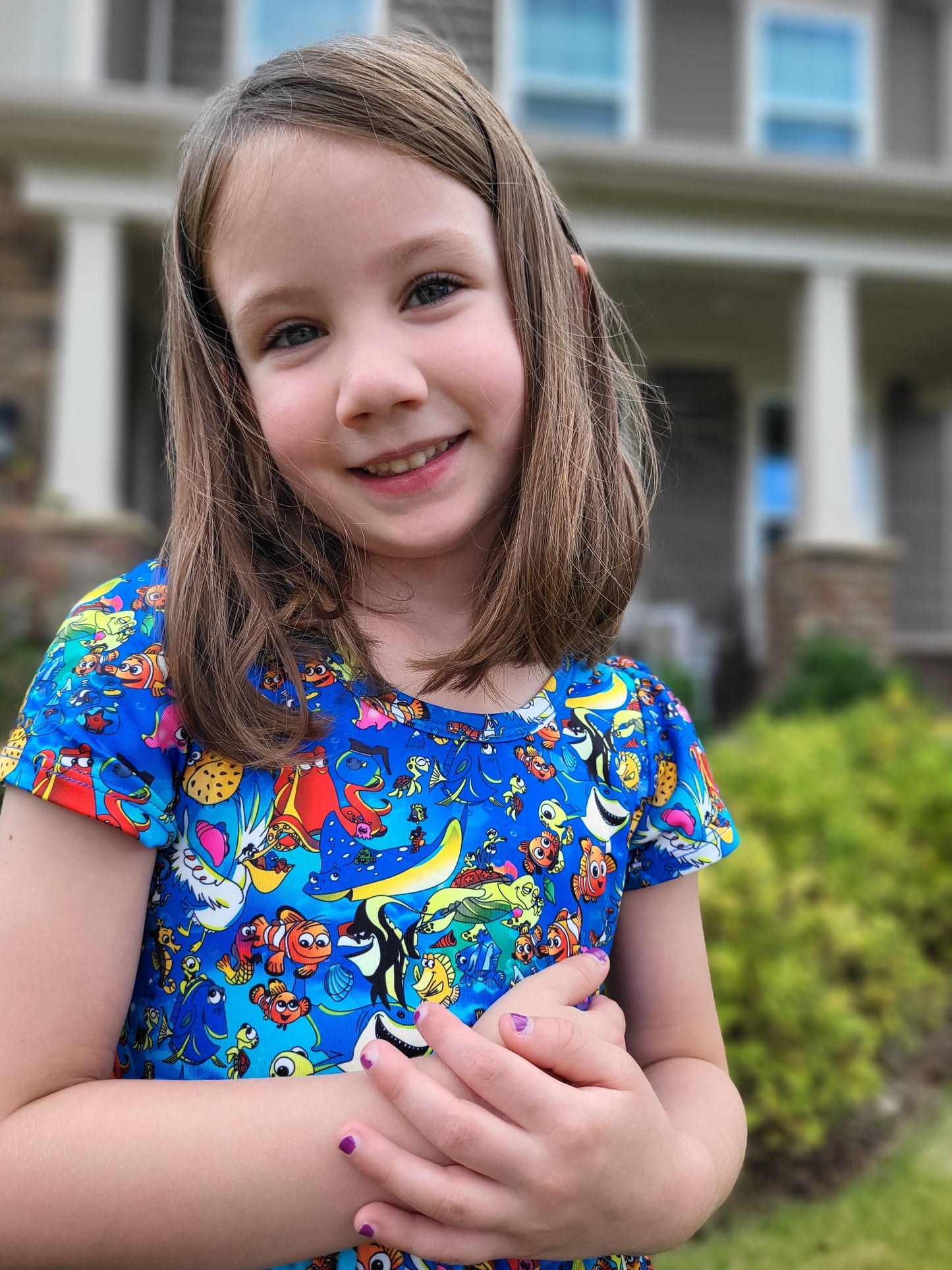 Charlie's Project Keep Swimming Short-Sleeve Hugs Twirl Dress
