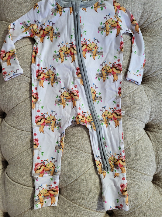 Little Snuggles Merry Sloths Bamboo Zippy Baby Romper
