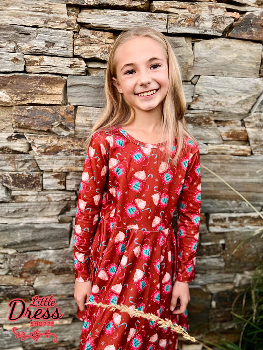 Long Sleeve Twirly Hot Cocoa Dress