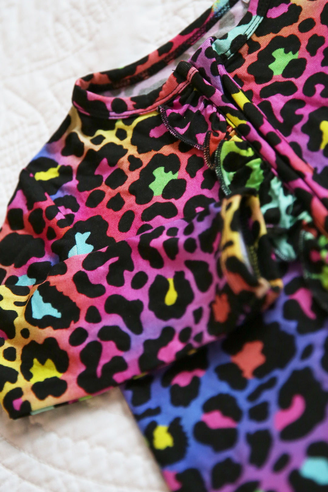 Little Snuggles Lizzy Leopard Bamboo Ruffled Zippy Baby Romper