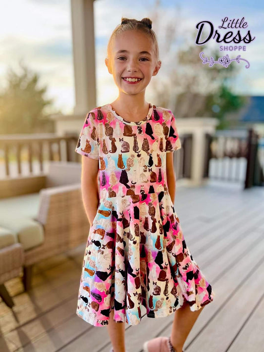 Rainbow Cats Twirly Dress
