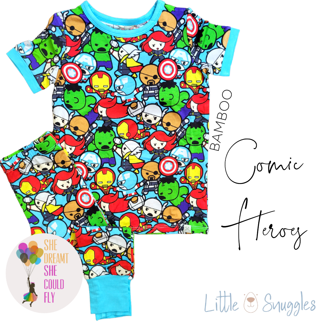 Little Snuggles Comic Heroes Short-Sleeve Pajamas