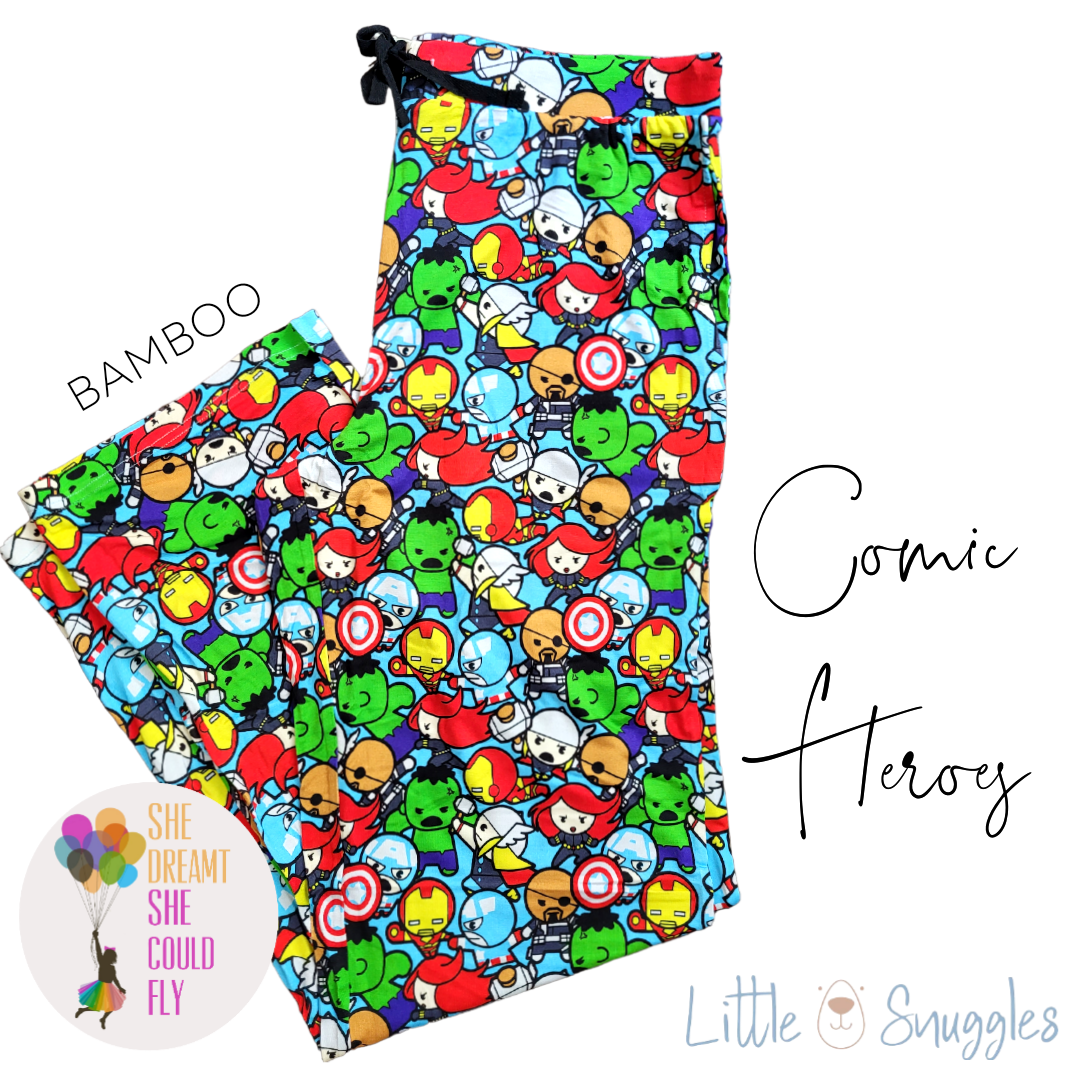 Little Snuggles Comic Heroes Adult Lounge Pants