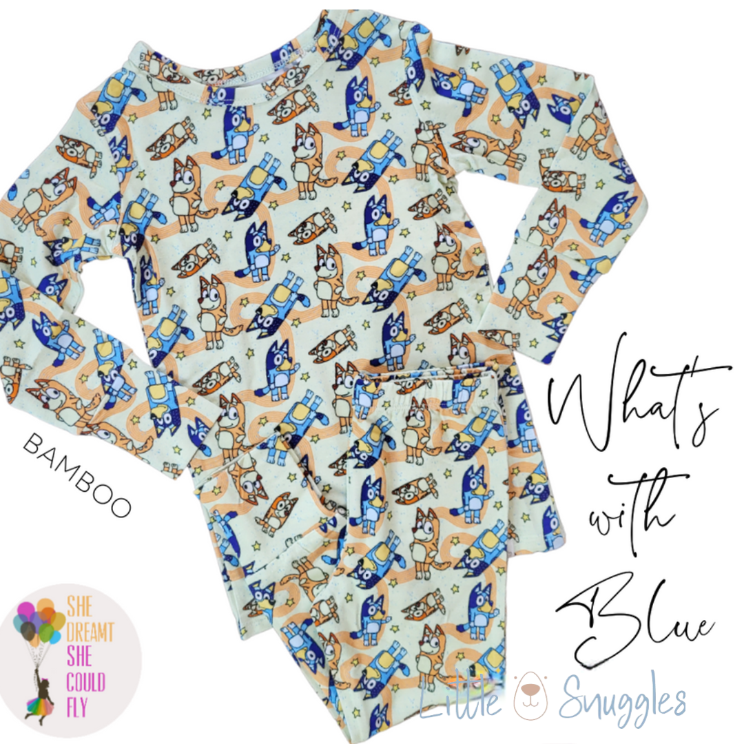 Little Snuggles What's with Blue Bamboo Pajamas