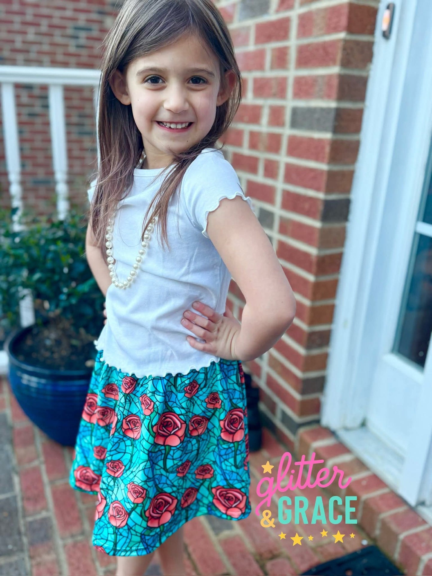 Stained Glass Roses Skort