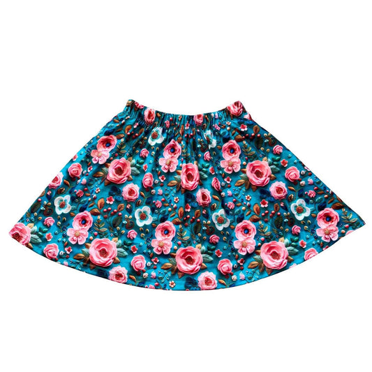 Vivid Pink and Teal Floral Skort