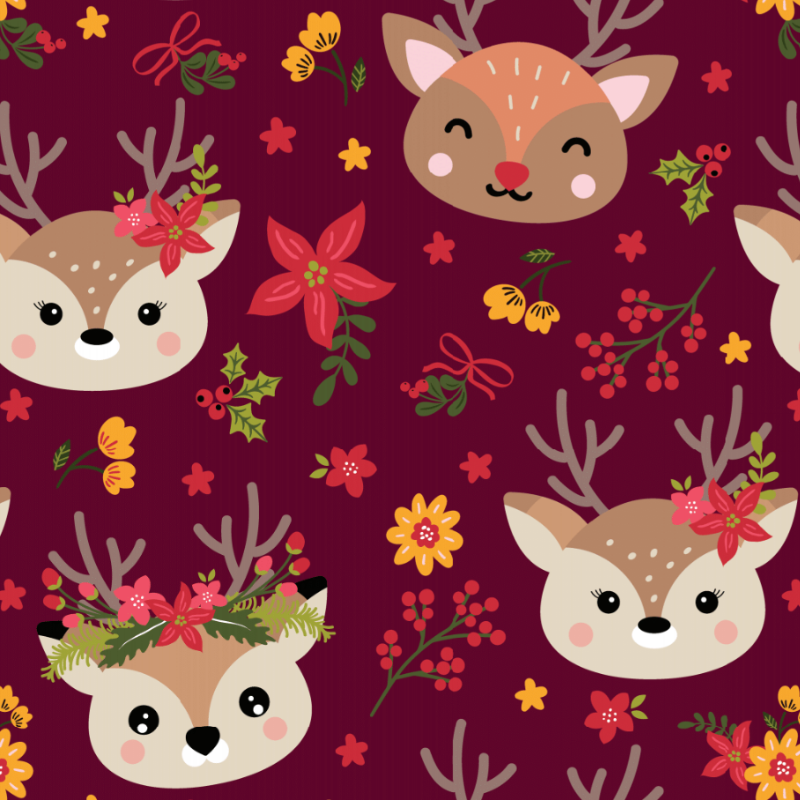 Floral Reindeer Dream Long-Sleeve Dress
