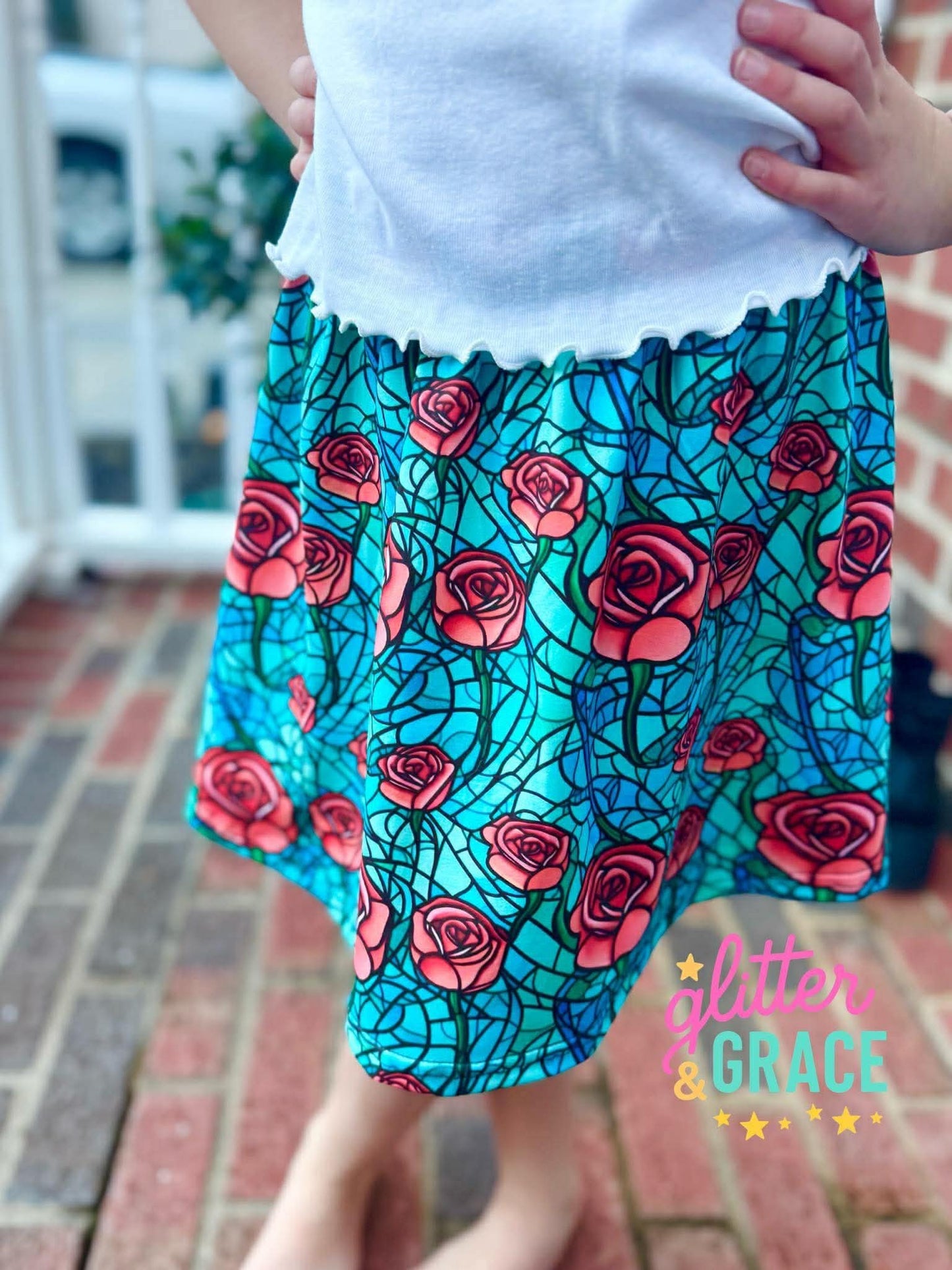 Stained Glass Roses Skort