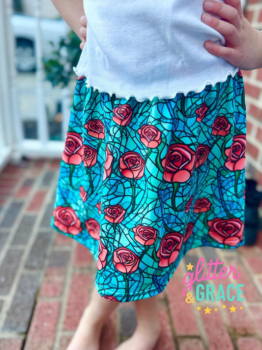 Stained Glass Roses Skort