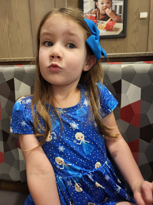 Charlie's Project Frozen Princess Short Sleeve Hugs Twirl Dress
