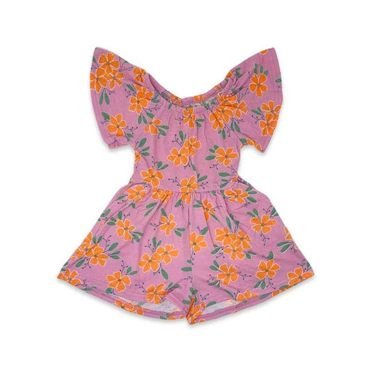 DotDotSmile Orange and Purple Floral Romper