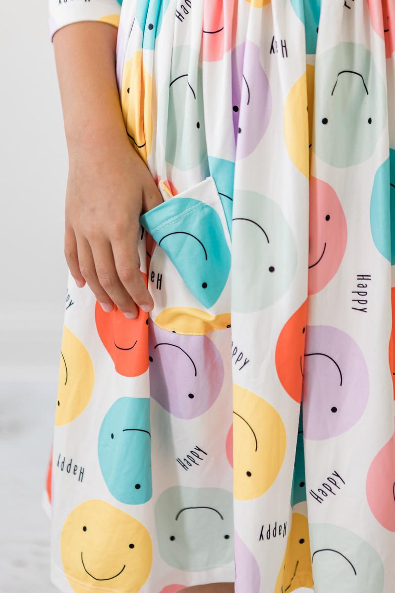 Mila & Rose Happy Days 3/4 Sleeve Pocket Twirl Dress