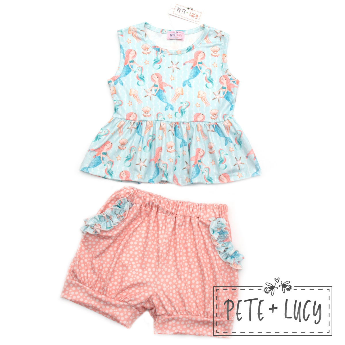 Pete + Lucy Swim with the Mermaids Shorts Set