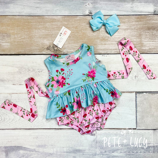 Pete + Lucy Summer Floral Girl's Infant Romper