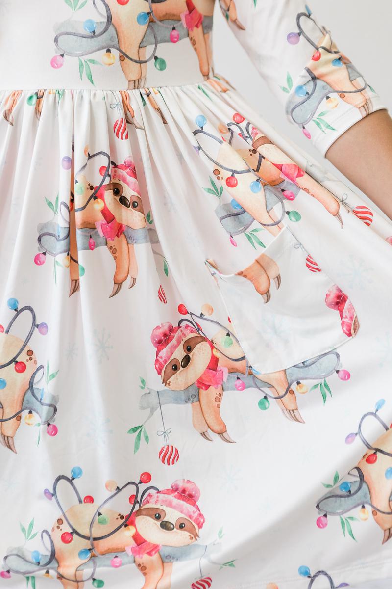 Mila & Rose Up to Snow Good 3/4 Sleeve Pocket Twirl Dress