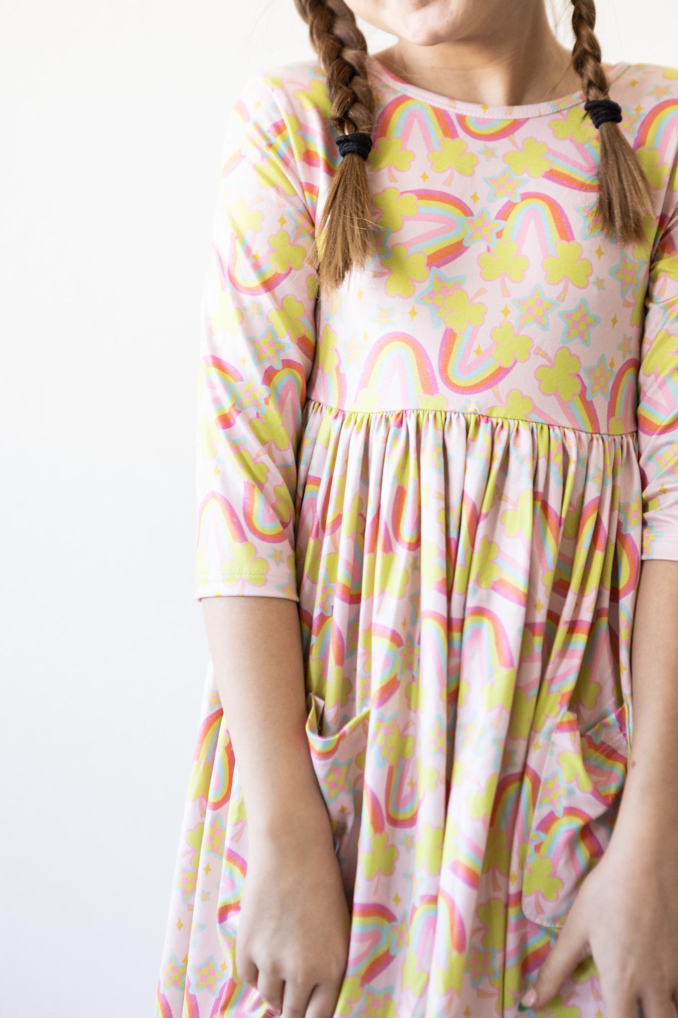 Mila & Rose Happy Go Lucky 3/4 Sleeve Pocket Twirl Dress