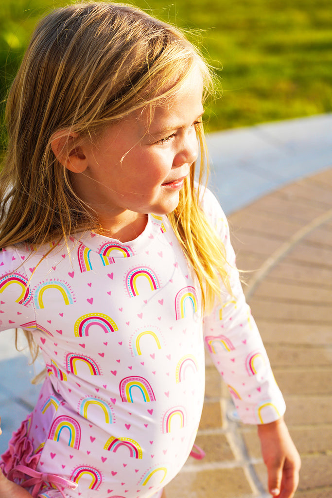 Charlie Rashes Charlie's Project Love Pink Rainbows Rash Guard One-piece Swimsuit ...