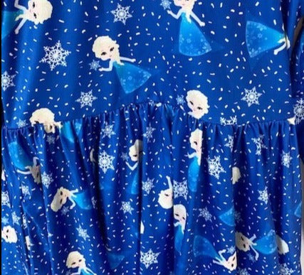 Charlie's Project Frozen Princess Short Sleeve Hugs Twirl Dress