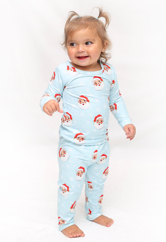 Little Snuggles Blue Santa Pajamas