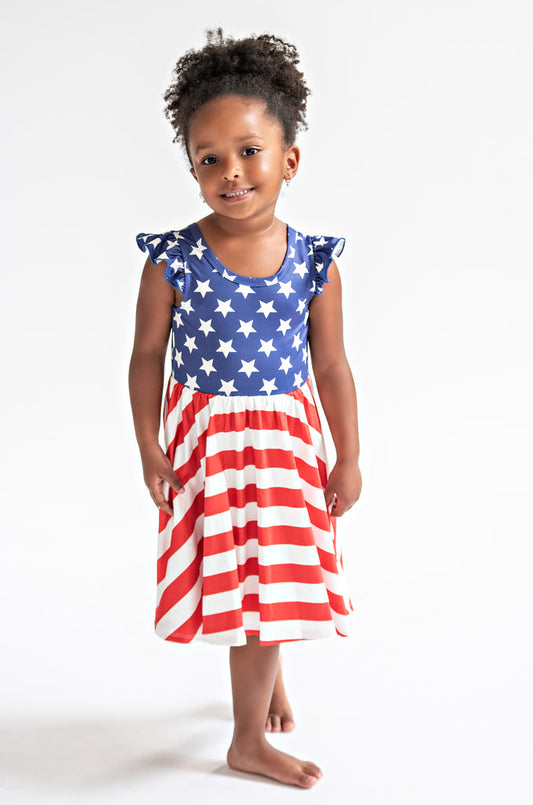 Charlie's Project Stars & Stripes Flutter Sleeve Hugs Twirl Dress