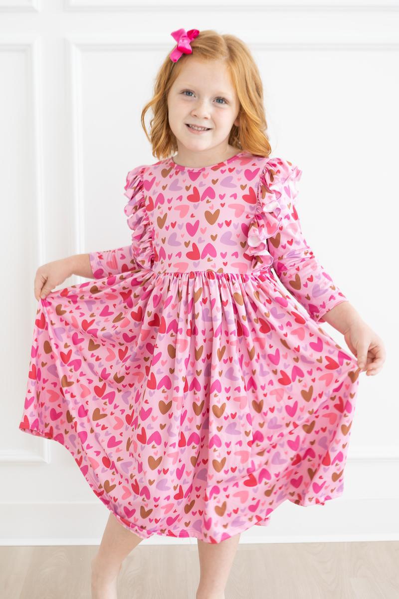 Mila & Rose Melt My Heart 3/4 Sleeve Ruffle Dress