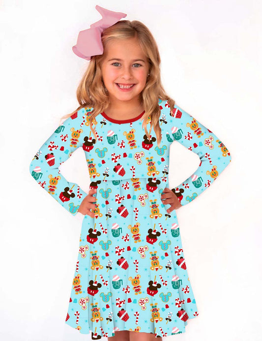 Charlie's Project Mini Gingerbread Cloud Soft Long-Sleeve Twirl Dress