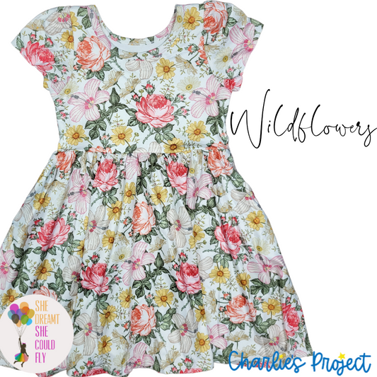 Charlie's Project Wildflowers Short Sleeve Hugs Twirl Dress